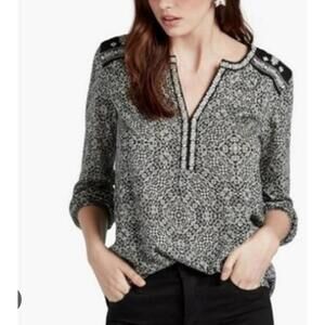 Lucky Brand Patterned Split-Neck Blouse 2X